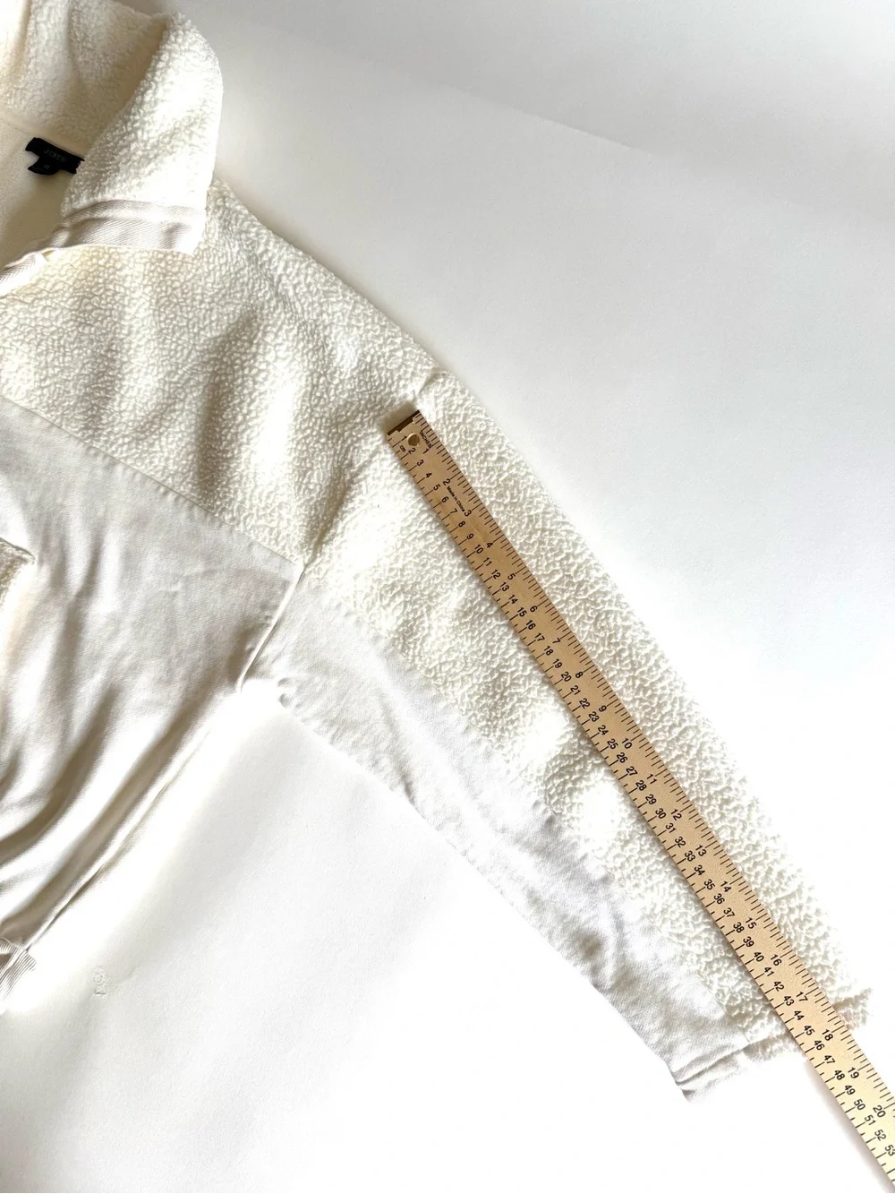 J Crew Teddy Sherpa Button Sweatshirt M Cozy Après Ski Minimalist Cream Ivory